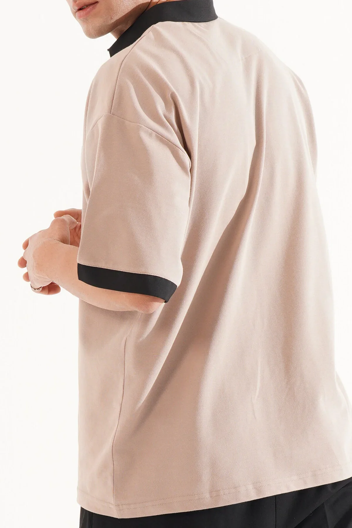 Erkek Oversize Vizon Polo Yaka T-shirt